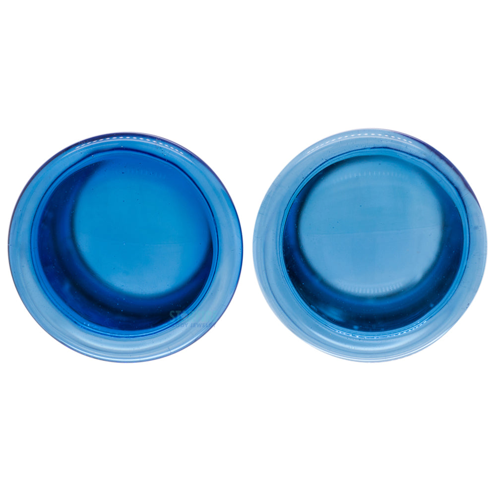 Glass Colorfront Plugs - Light Cobalt Blue