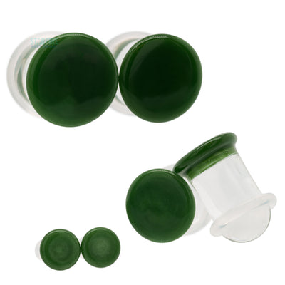 Glass Colorfront Plugs - Opaque Green