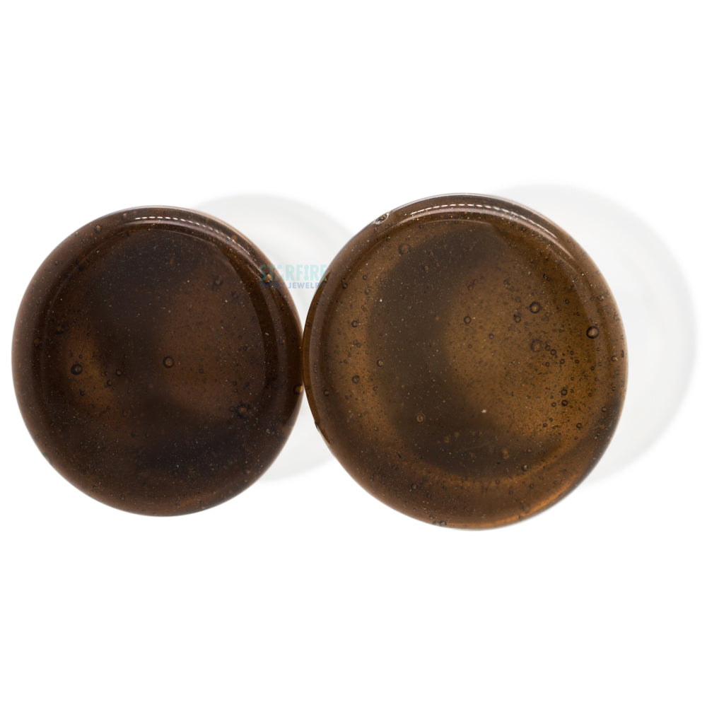 Glass Colorfront Plugs - Sparkle Brown