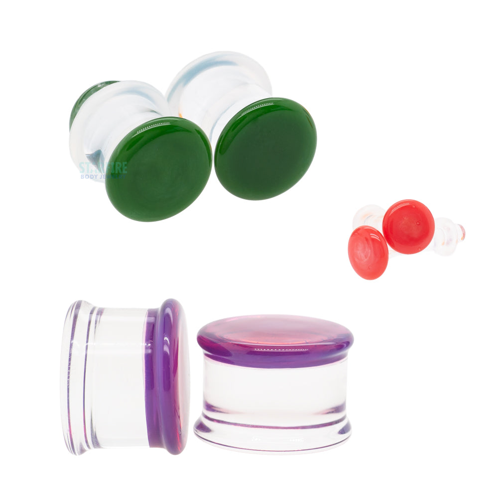 Glass Colorfront Plugs - Pink