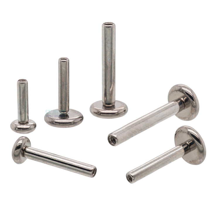 Titanium Threaded Flatback / Labret Post / Straight Barbell End with Threaded Disk