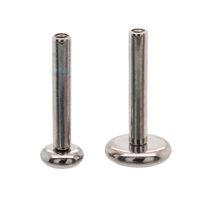 Stainless Steel Threaded Flatback / Labret Post / Straight Barbell End with Threaded Disk