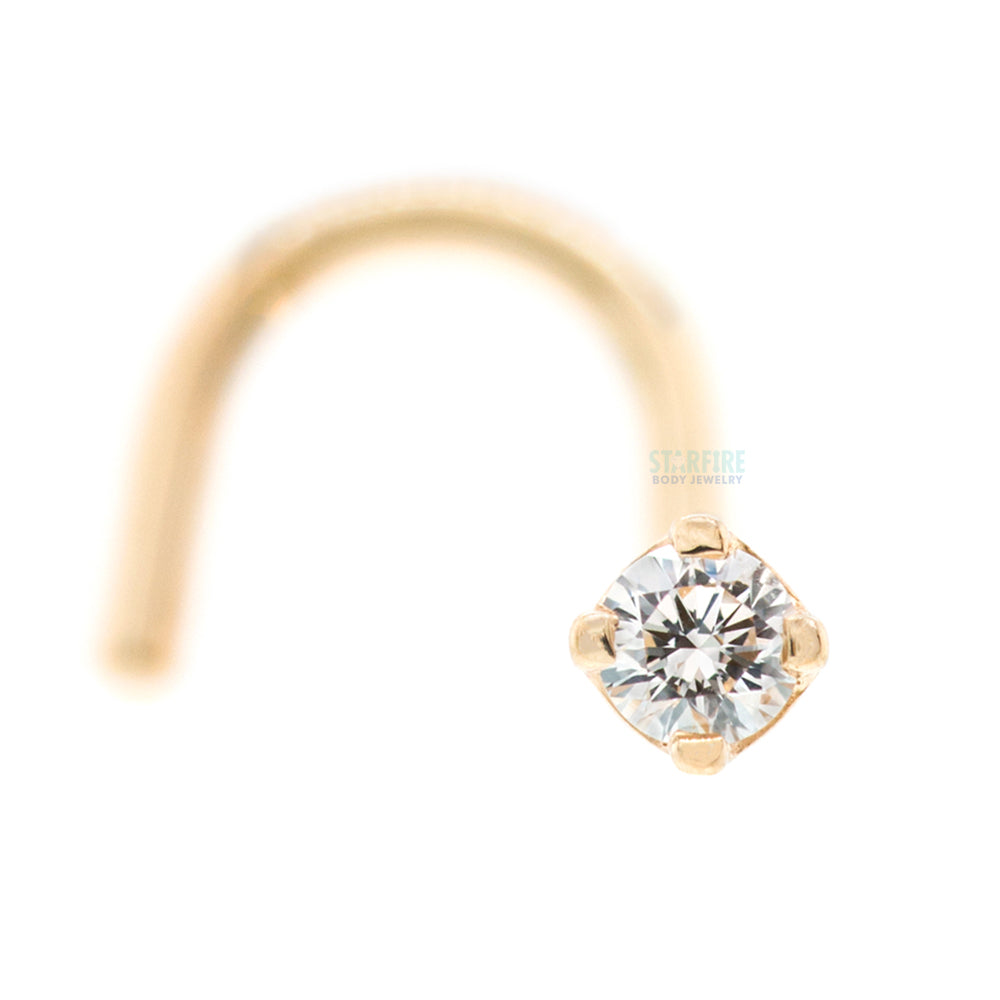Four Prong Nostril Screw in Gold & Platinum with DIAMOND