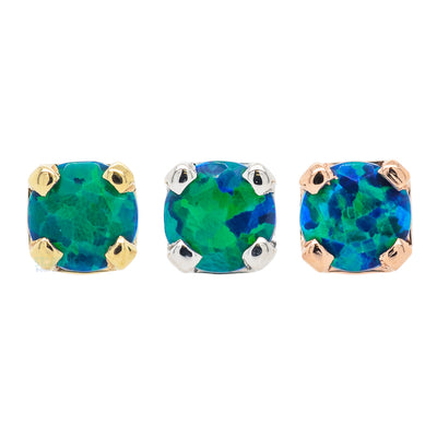 Four Prong Nostril Screw in Gold with Faceted Black Opal