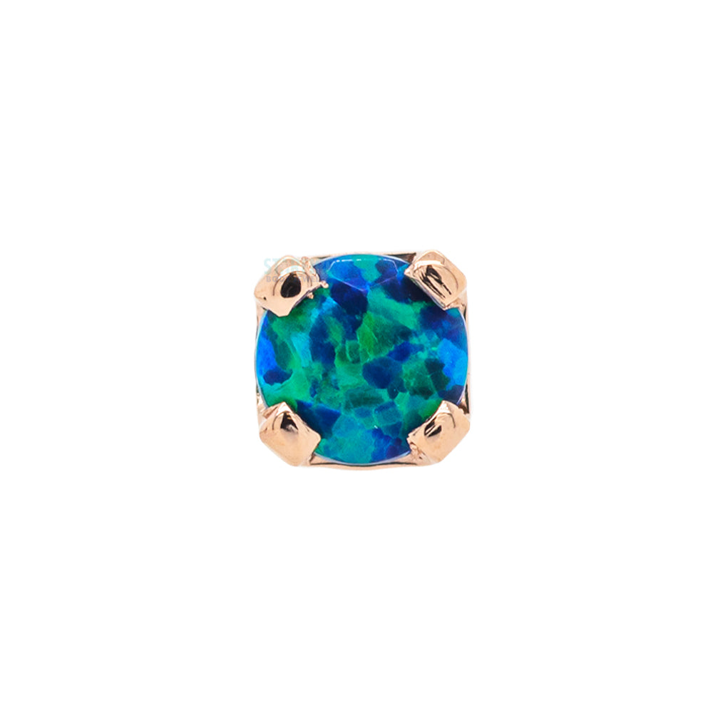 Four Prong Threaded End Faceted Black Opal in Gold & Platinum
