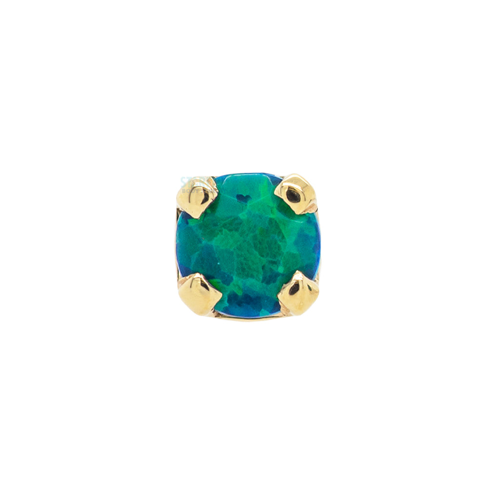 Four Prong Nostril Screw in Gold with Faceted Black Opal