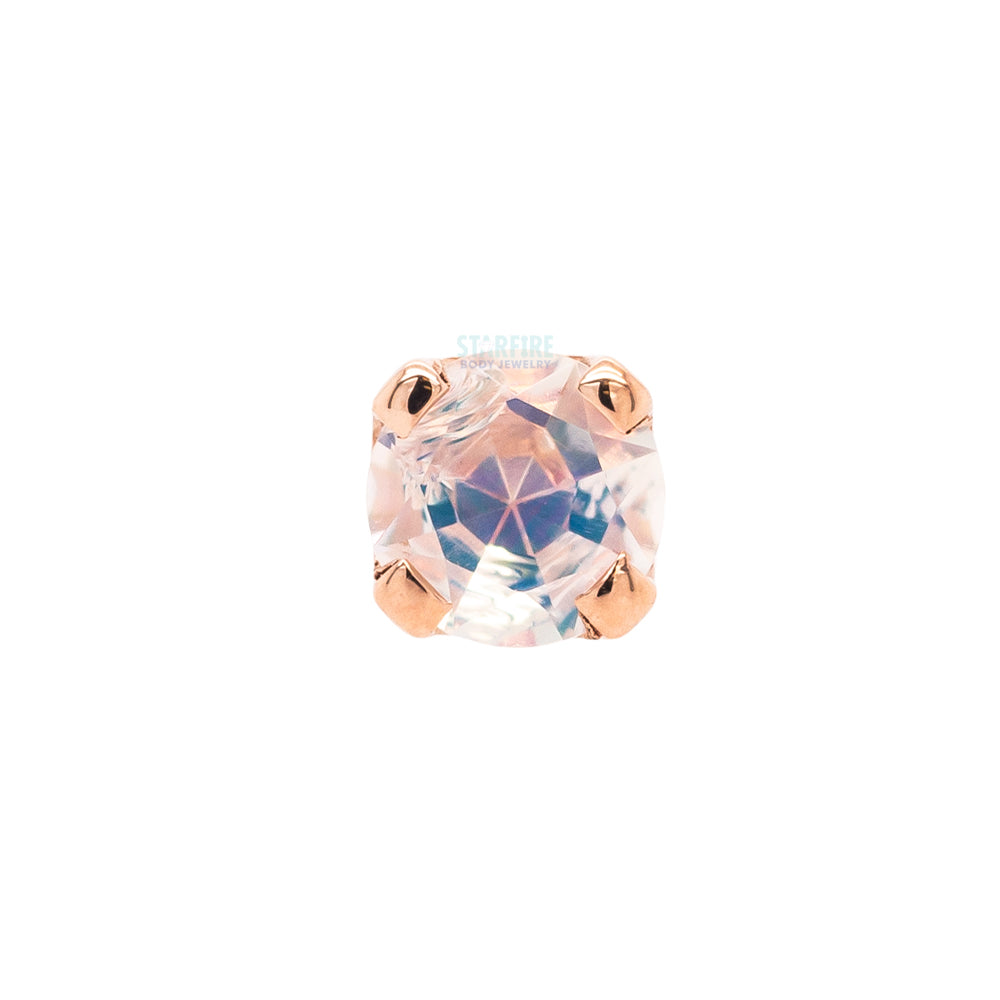 Four Prong Threaded End Faceted Water Opal in Gold & Platinum