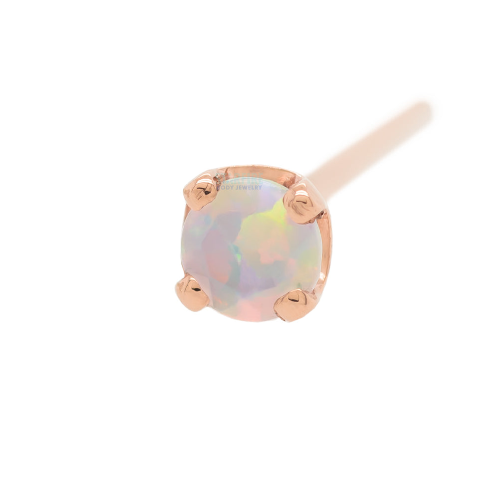 Four Prong Nostril Screw in Gold & Platinum with Faceted White Opal