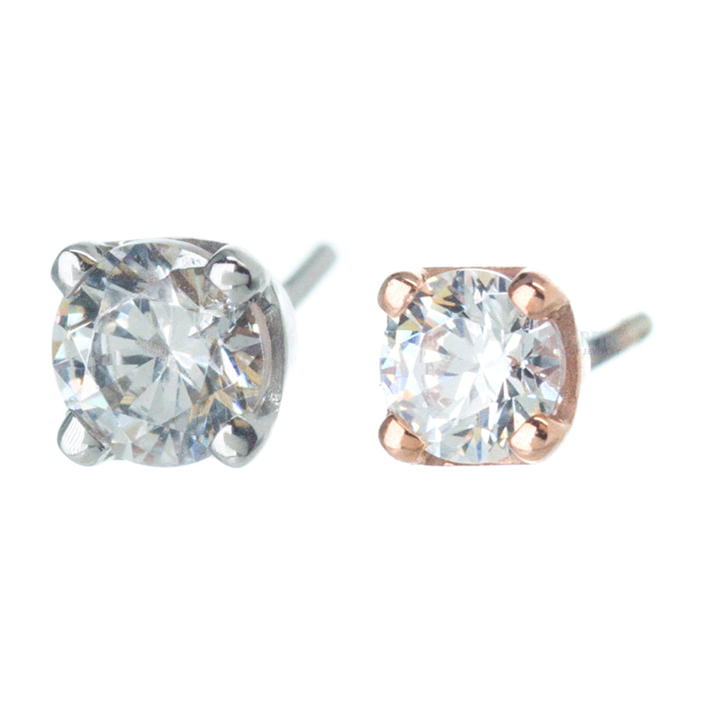 threadless: Four Prong Pin in Gold with White CZ