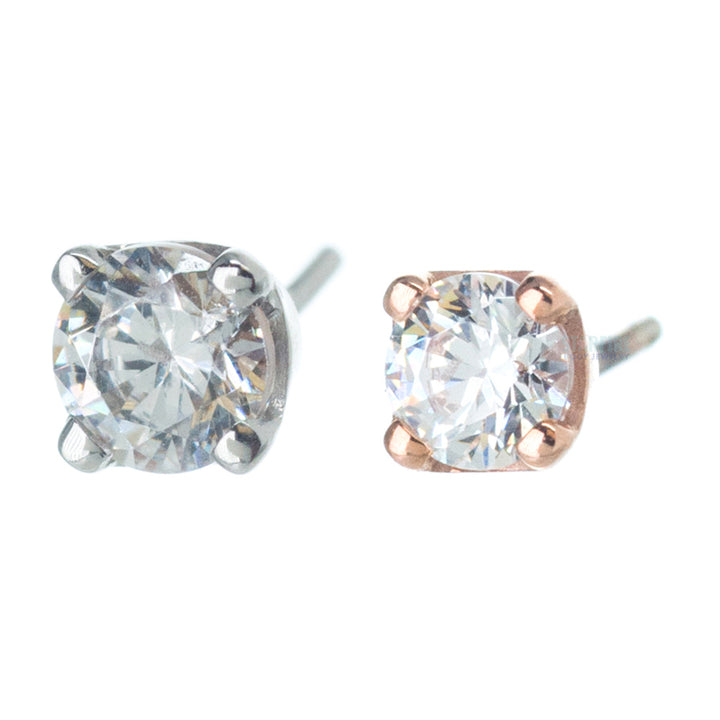 threadless: Four Prong Pin in Gold with White CZ