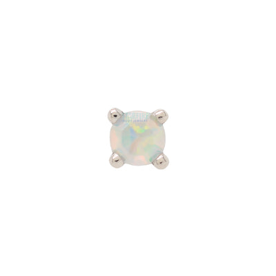 Four Prong Threaded End Faceted White Opal in Gold & Platinum
