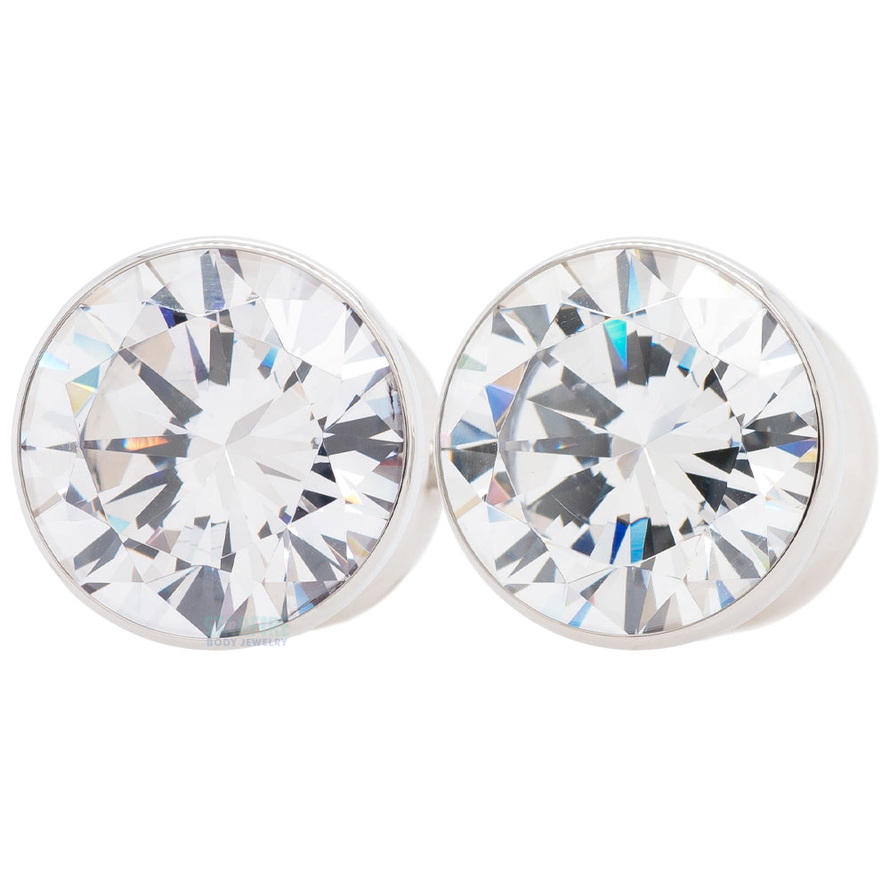 Single Gem BIG BLING Plugs ( Eyelets ) with Brilliant-Cut Gem - Cubic Zirconia