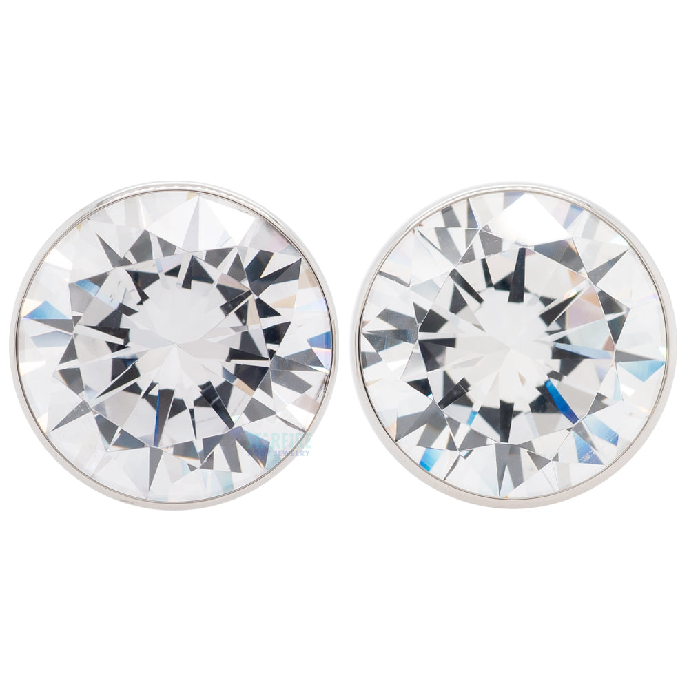 Single Gem BIG BLING Plugs ( Eyelets ) with Brilliant-Cut Gem - Cubic Zirconia