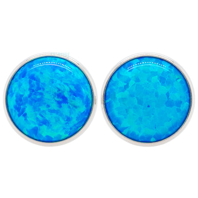 Single Gem Plugs ( Eyelets ) with Opal Cabochon - Dark Blue Opal