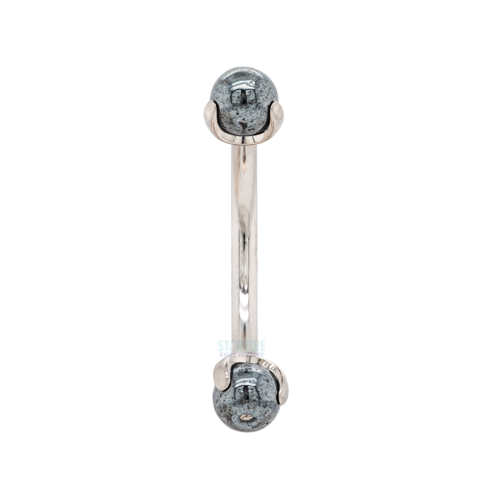 Natural Stone Balls in Prong's Curved Barbell