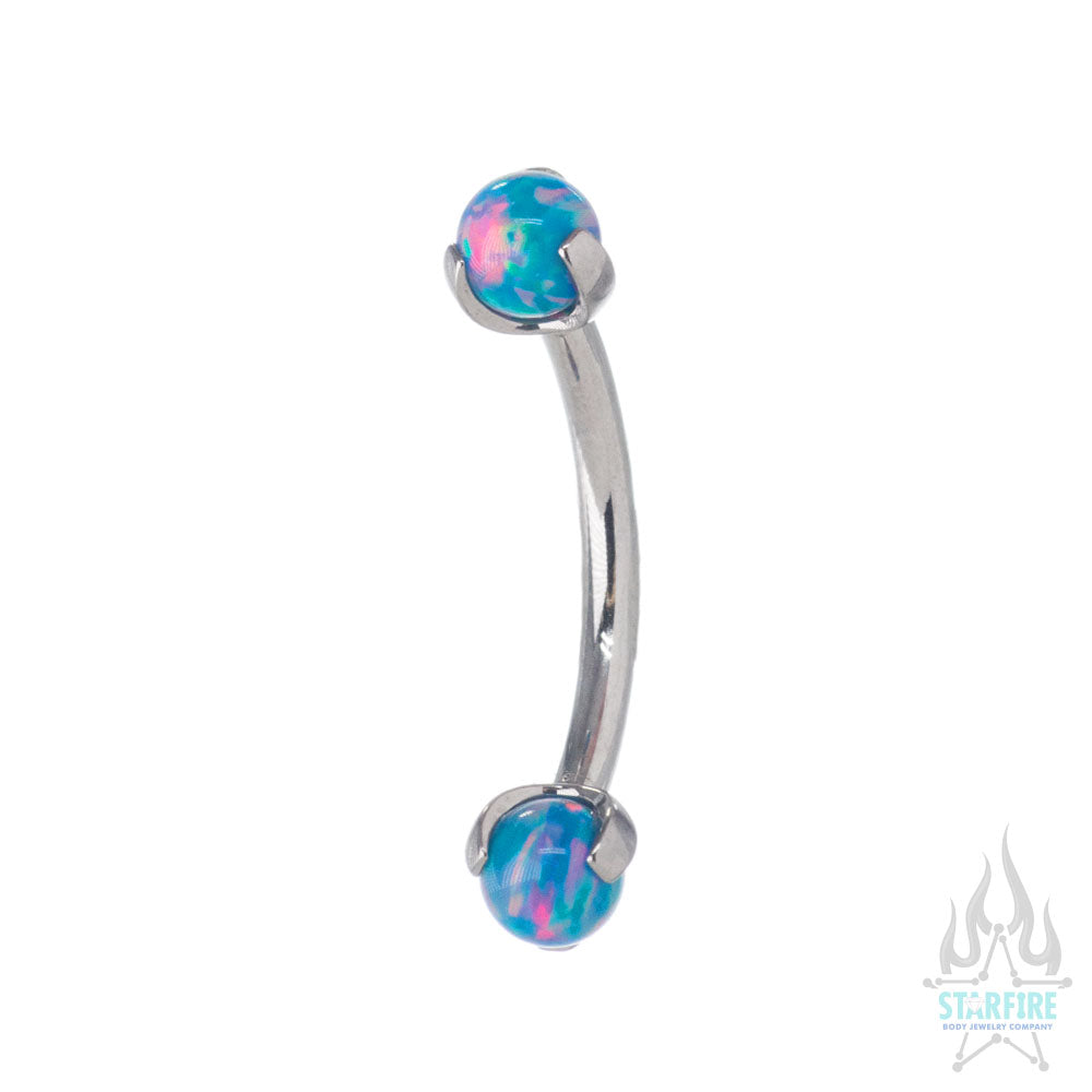 Opal Balls in Prong's Curved Barbell