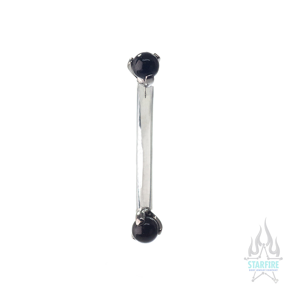 Natural Stone Balls in Prong's Curved Barbell