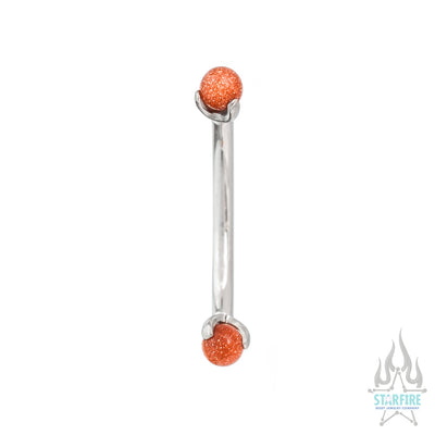 Natural Stone Balls in Prong's Curved Barbell