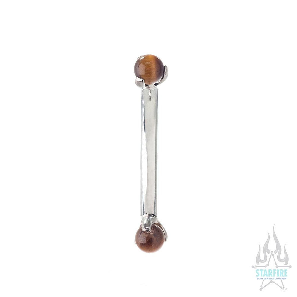 Natural Stone Balls in Prong's Curved Barbell