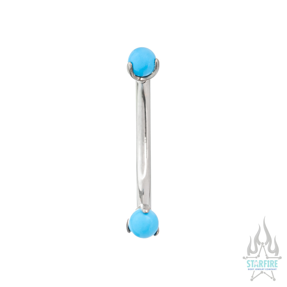 Natural Stone Balls in Prong's Curved Barbell