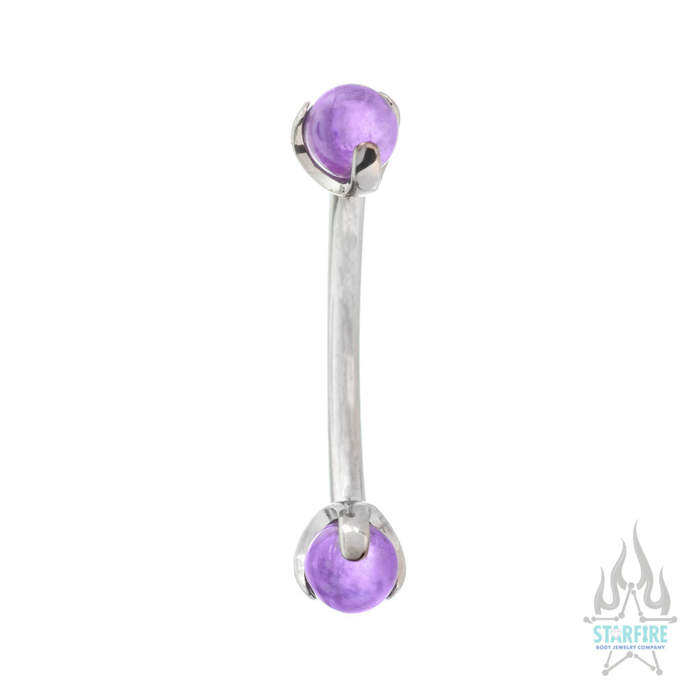 Natural Stone Balls in Prong's Curved Barbell