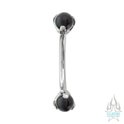 Natural Stone Balls in Prong's Curved Barbell