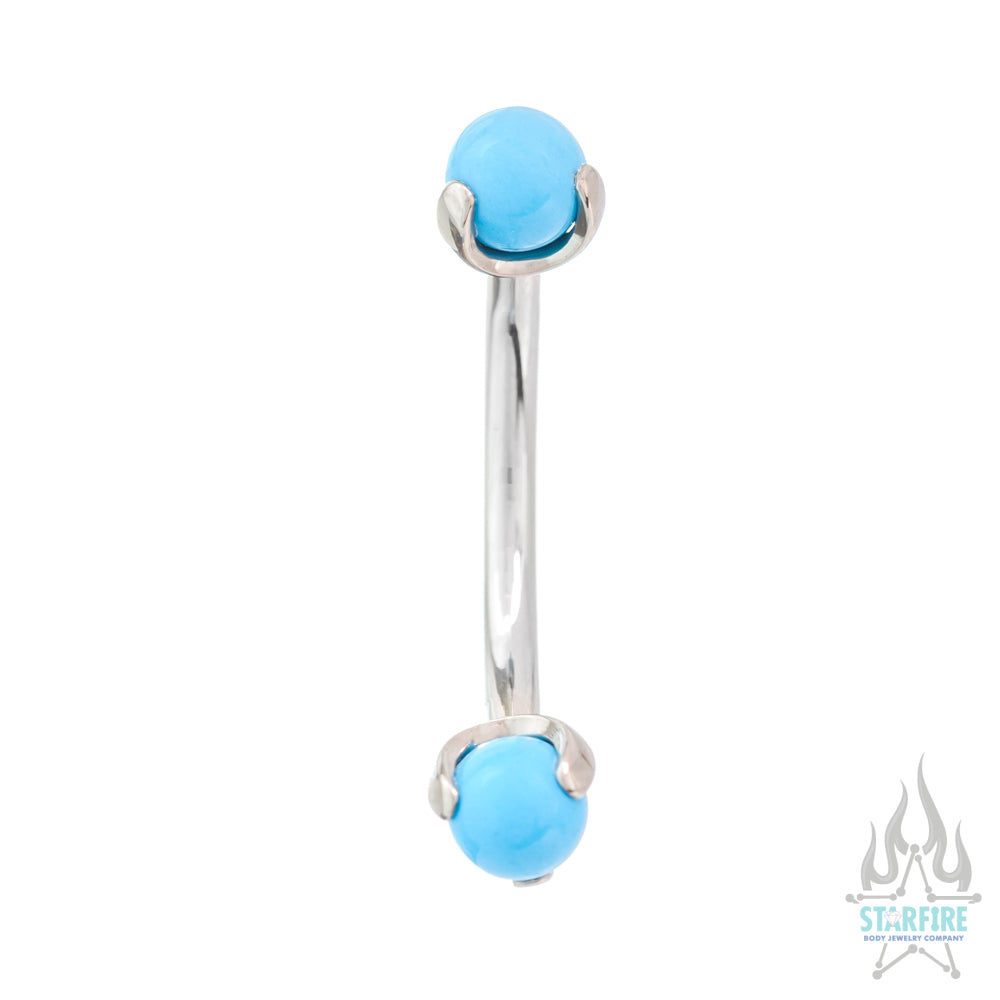 Natural Stone Balls in Prong's Curved Barbell