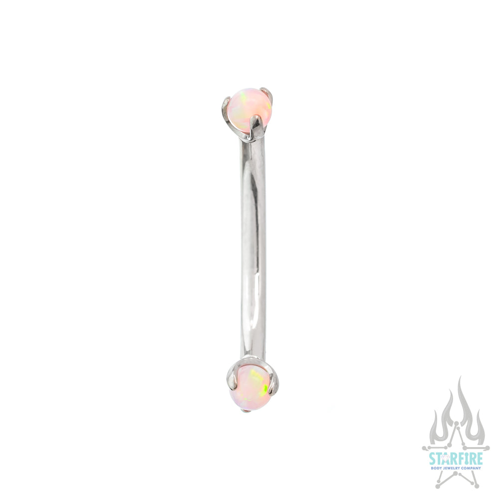 Opal Balls in Prong's Curved Barbell