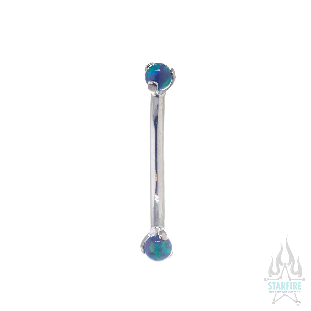 Opal Balls in Prong's Curved Barbell