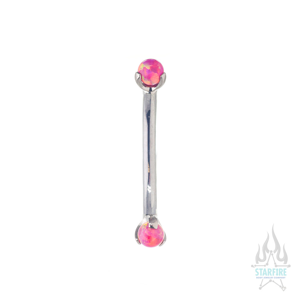 Opal Balls in Prong's Curved Barbell