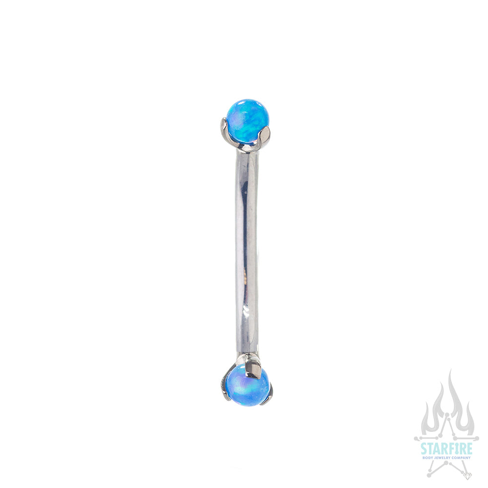 Opal Balls in Prong's Curved Barbell