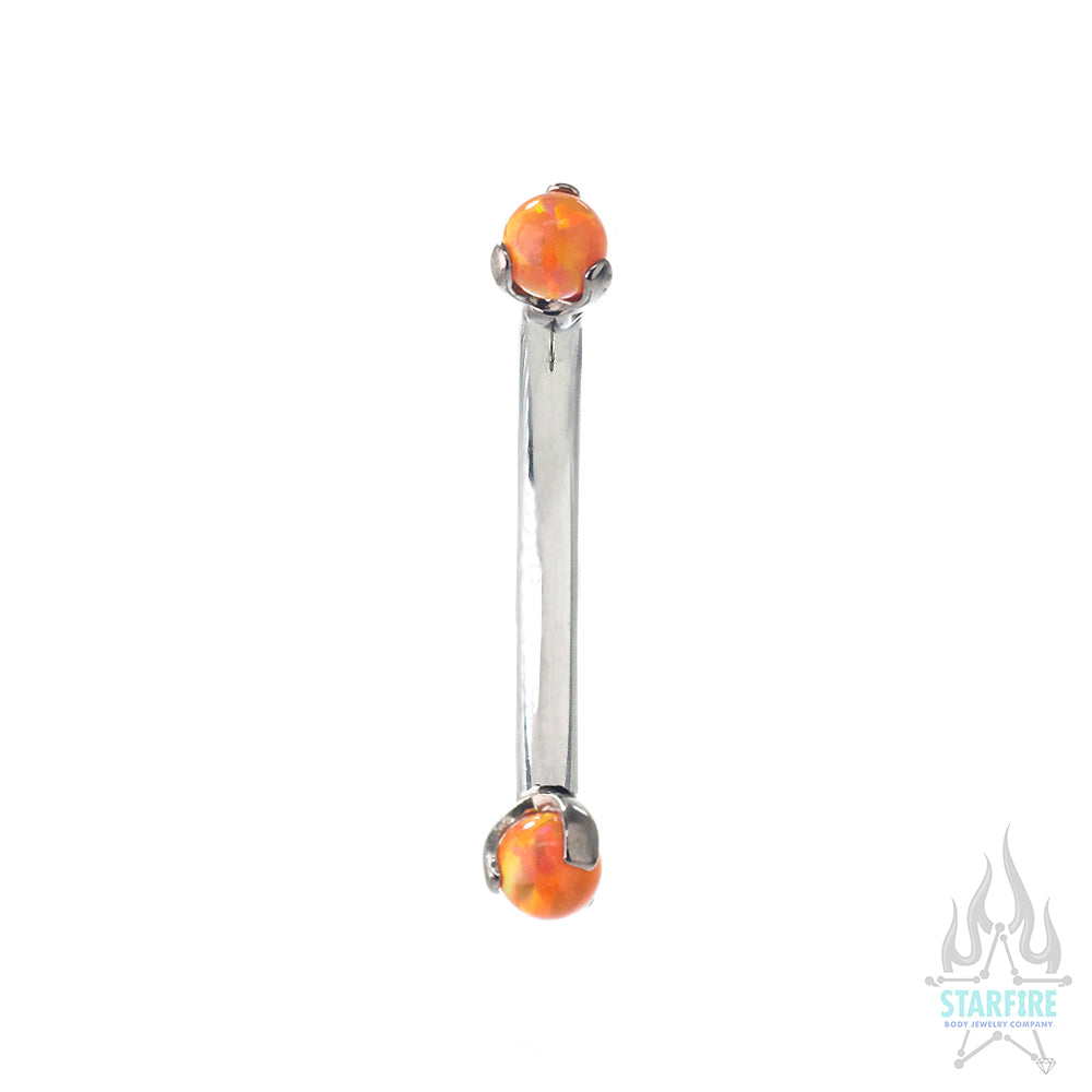 Opal Balls in Prong's Curved Barbell
