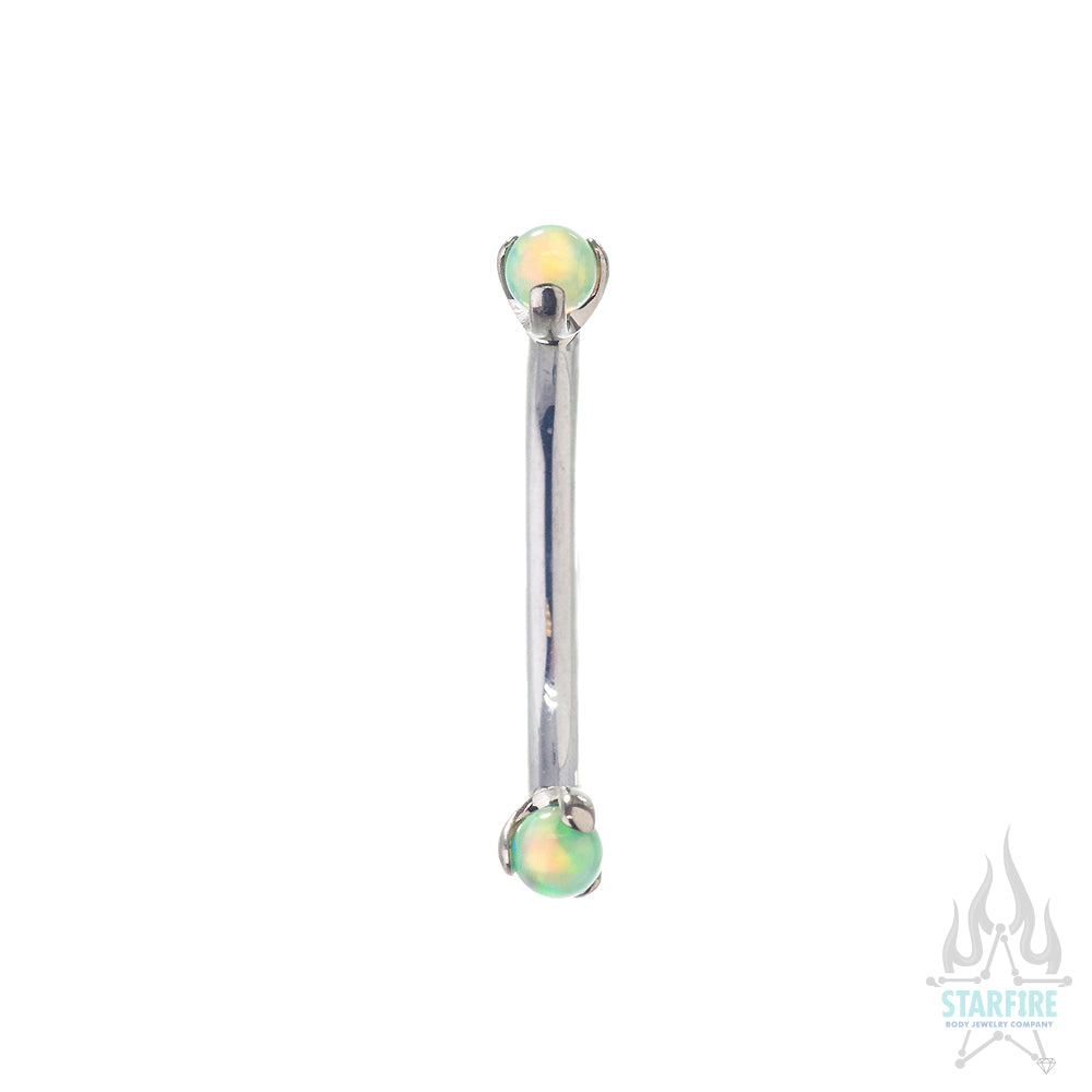 Opal Balls in Prong's Curved Barbell