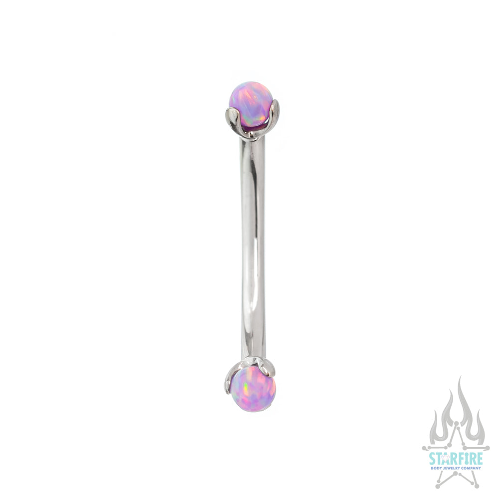 Opal Balls in Prong's Curved Barbell