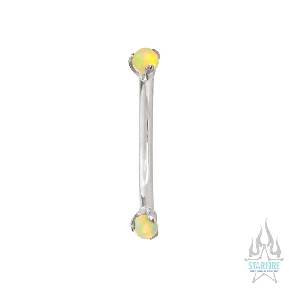 Opal Balls in Prong's Curved Barbell