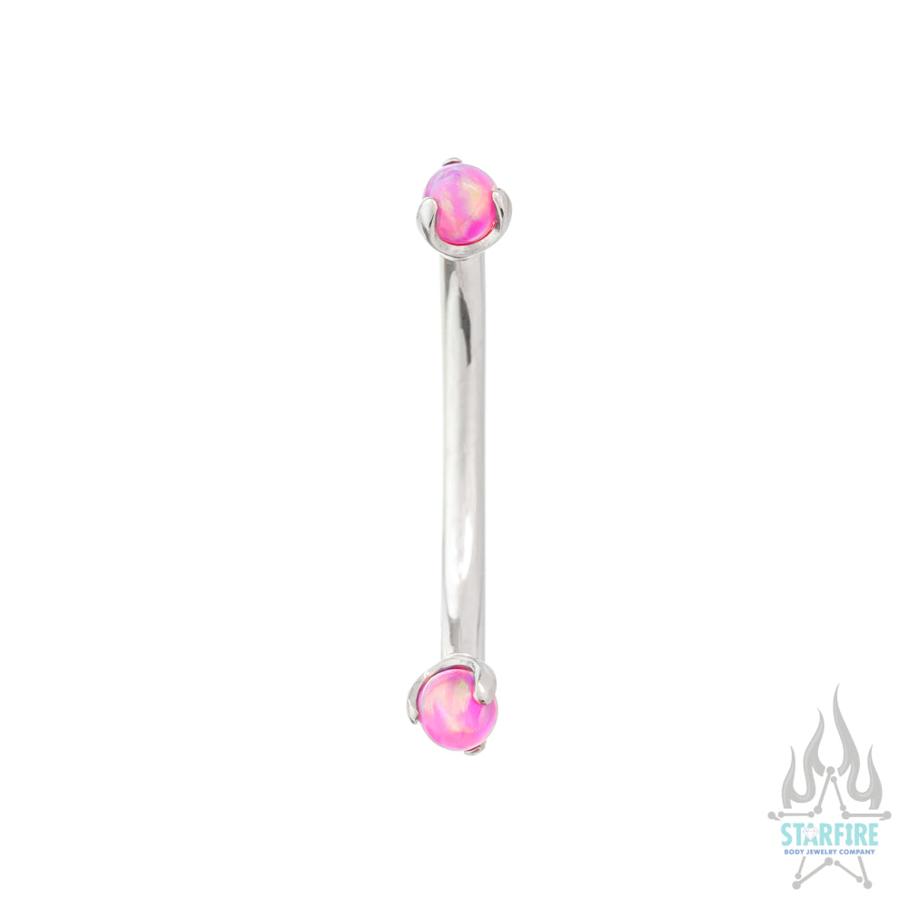 Opal Balls in Prong's Curved Barbell