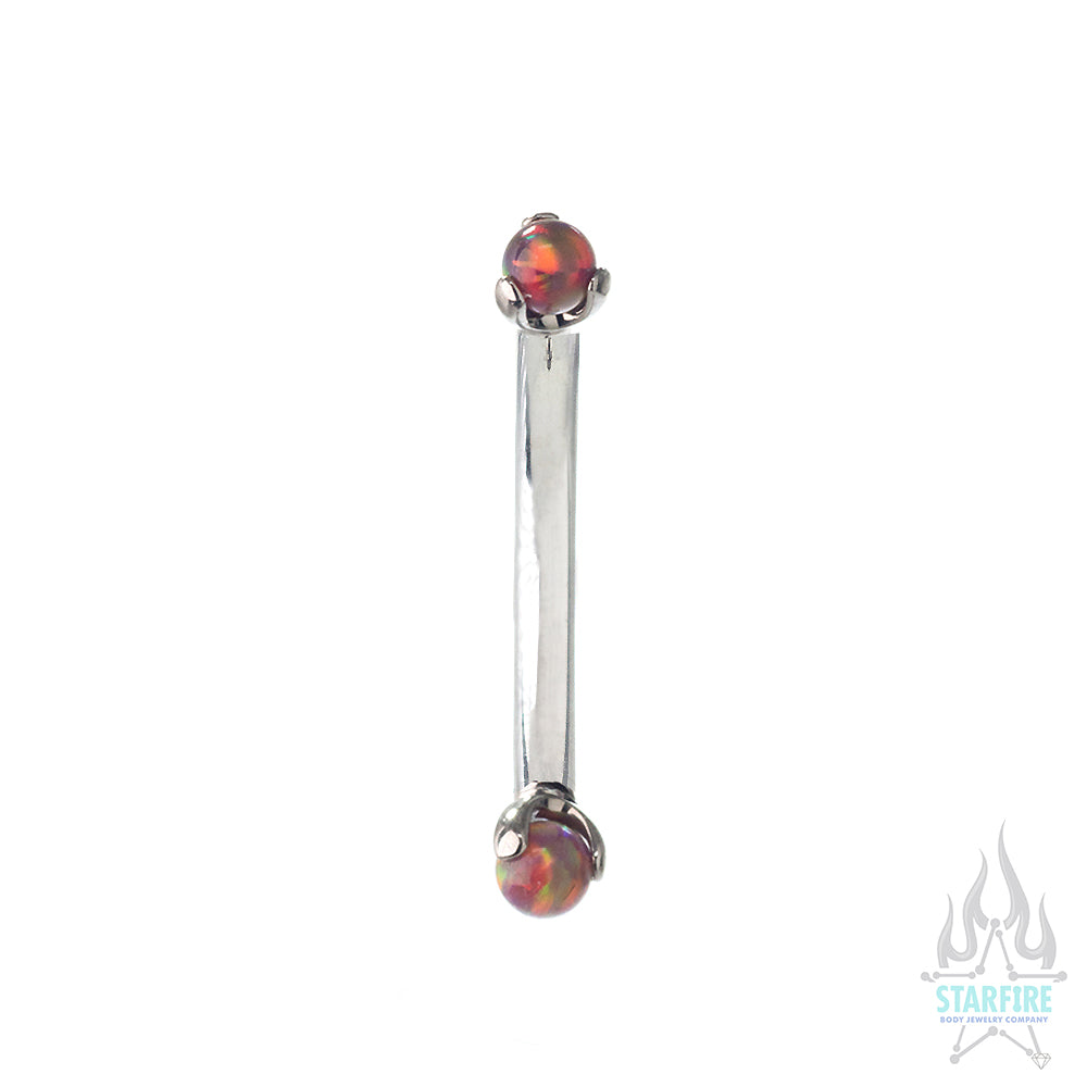 Opal Balls in Prong's Curved Barbell