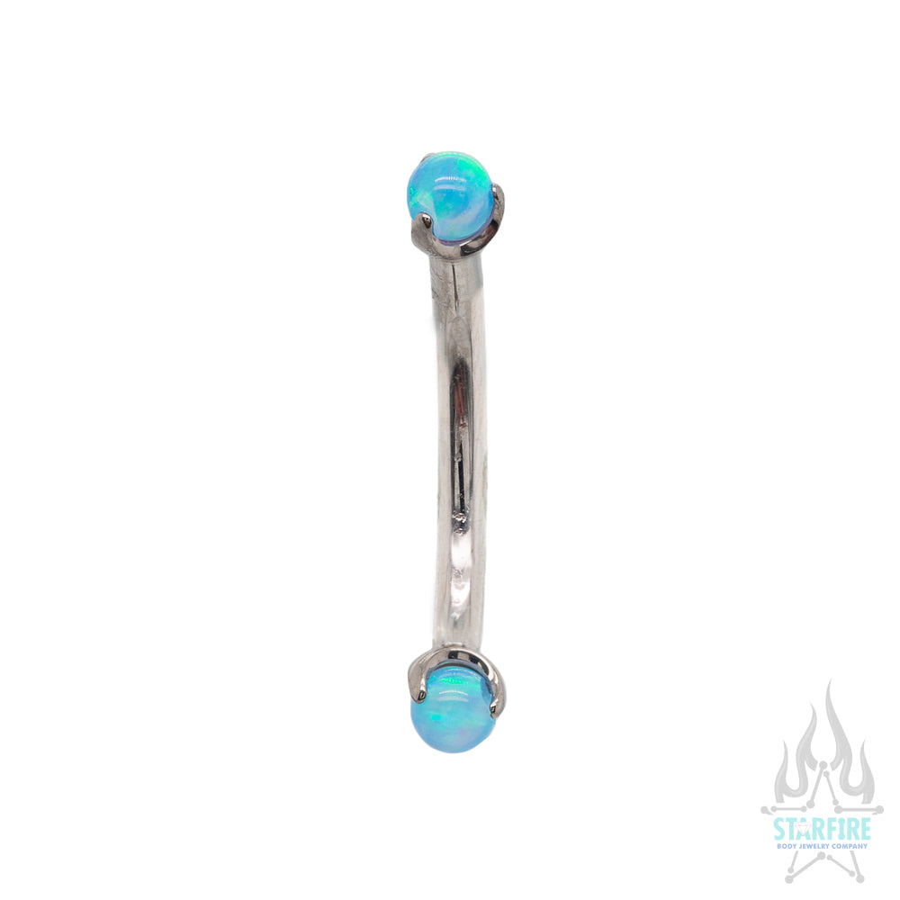 Opal Balls in Prong's Curved Barbell