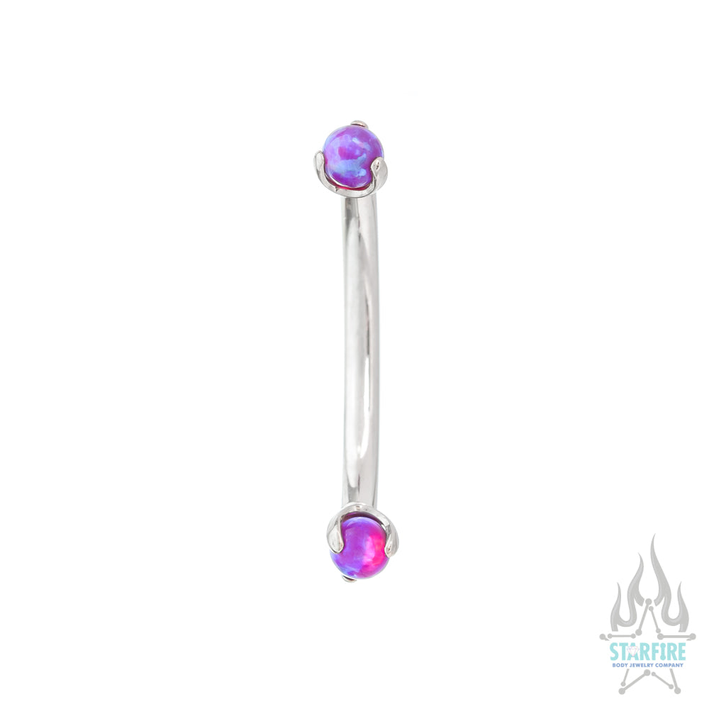 Opal Balls in Prong's Curved Barbell