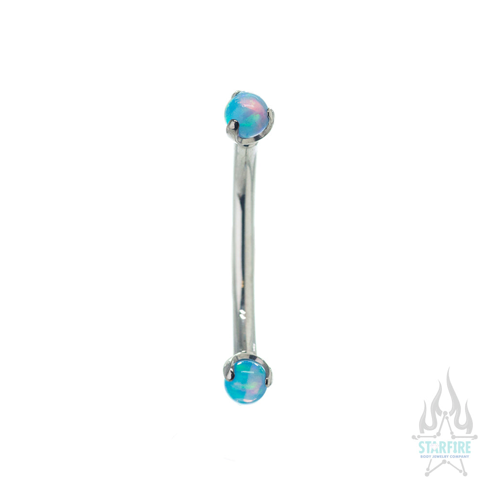 Opal Balls in Prong's Curved Barbell