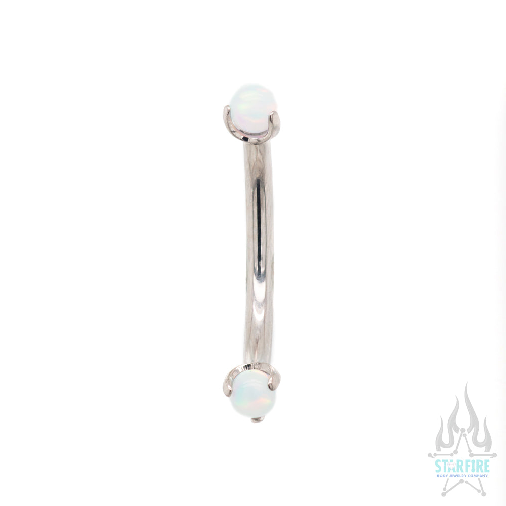 Opal Balls in Prong's Curved Barbell