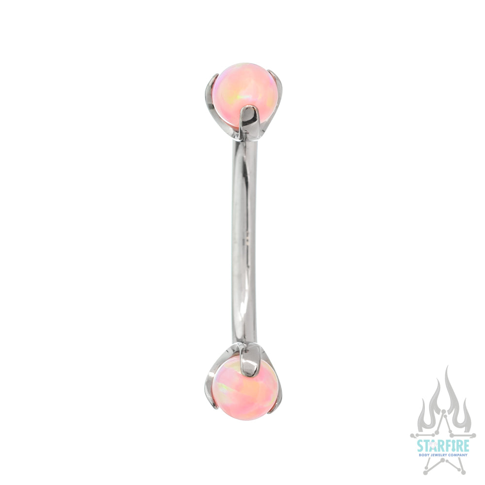 Opal Balls in Prong's Curved Barbell