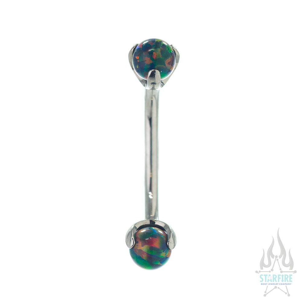 Opal Balls in Prong's Curved Barbell