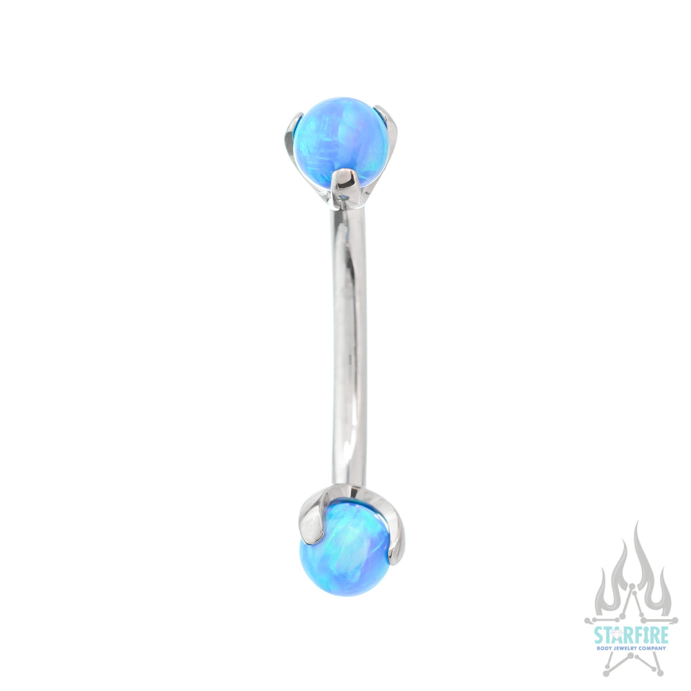 Opal Balls in Prong's Curved Barbell