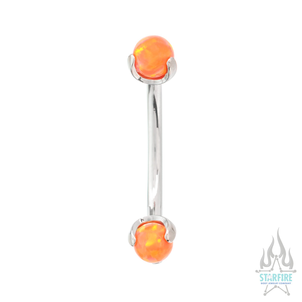 Opal Balls in Prong's Curved Barbell