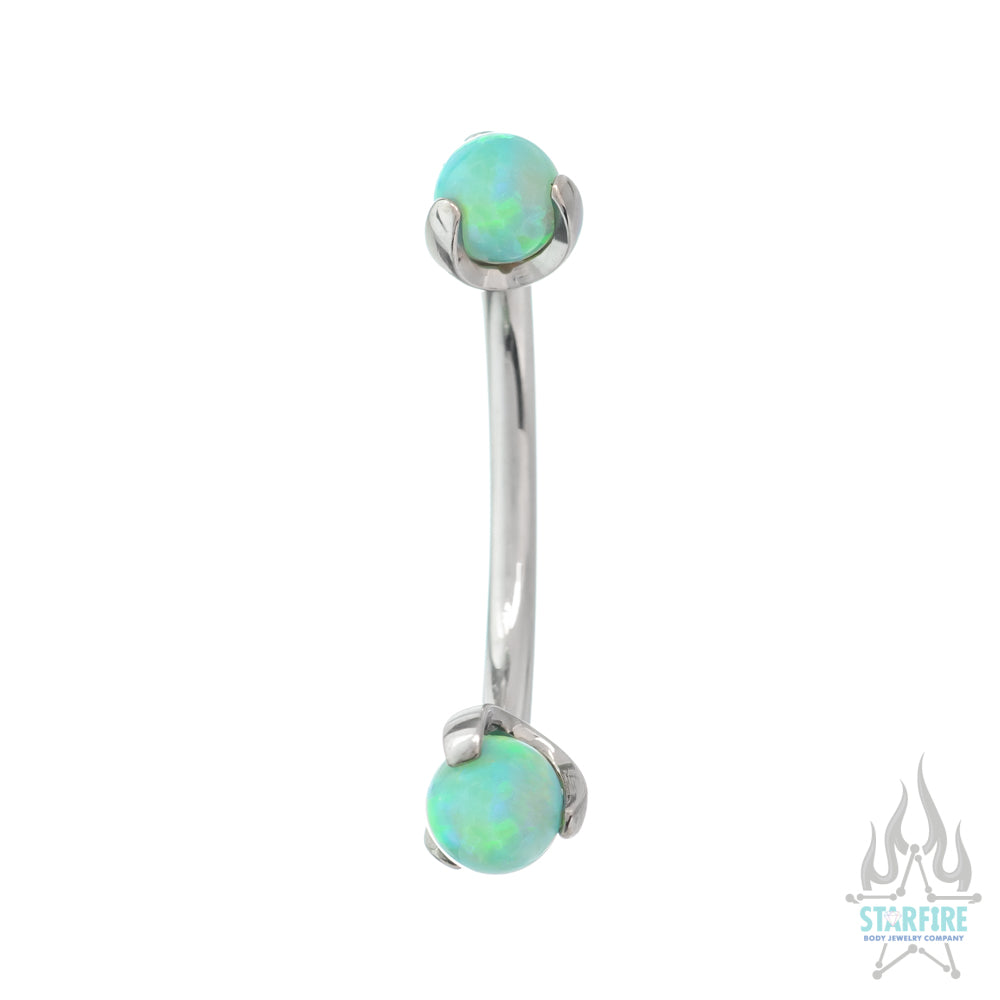 Opal Balls in Prong's Curved Barbell