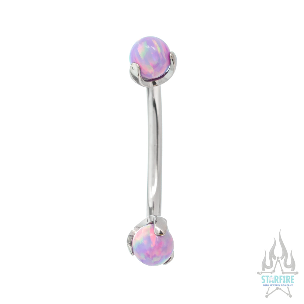 Opal Balls in Prong's Curved Barbell