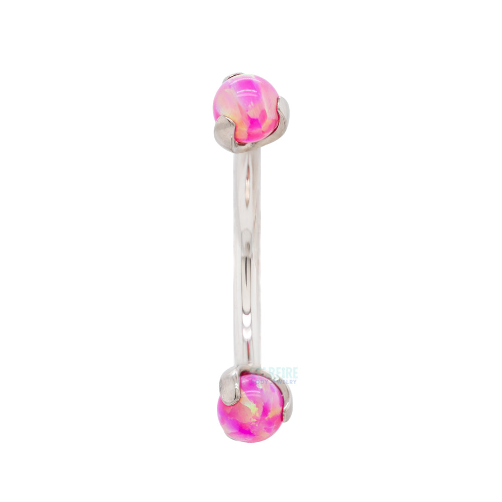 Opal Balls in Prong's Curved Barbell