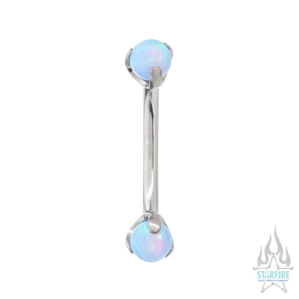 Opal Balls in Prong's Curved Barbell