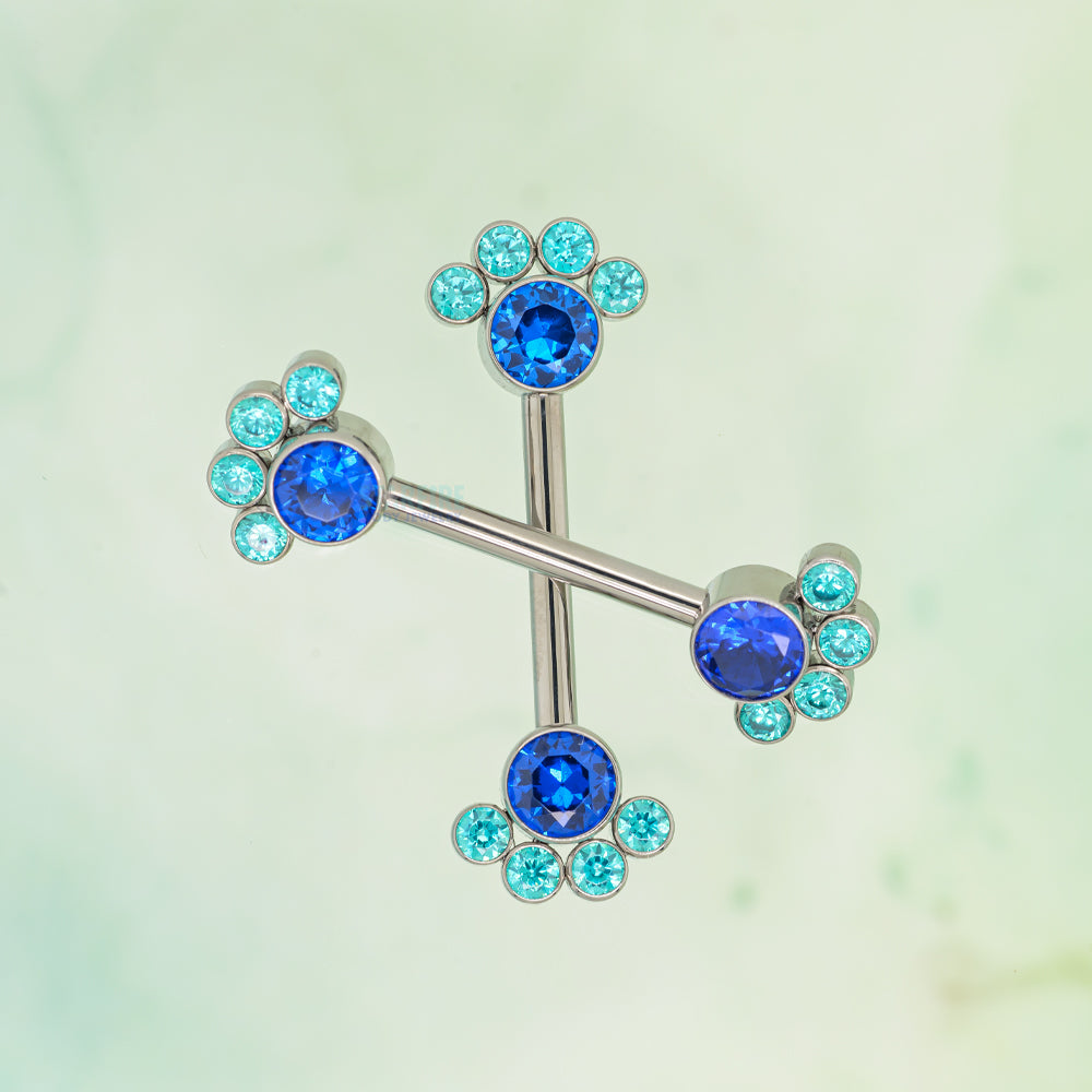 NB8T 'Bijoux' Faceted Gems Side-Set Nipple Barbells - custom color combo